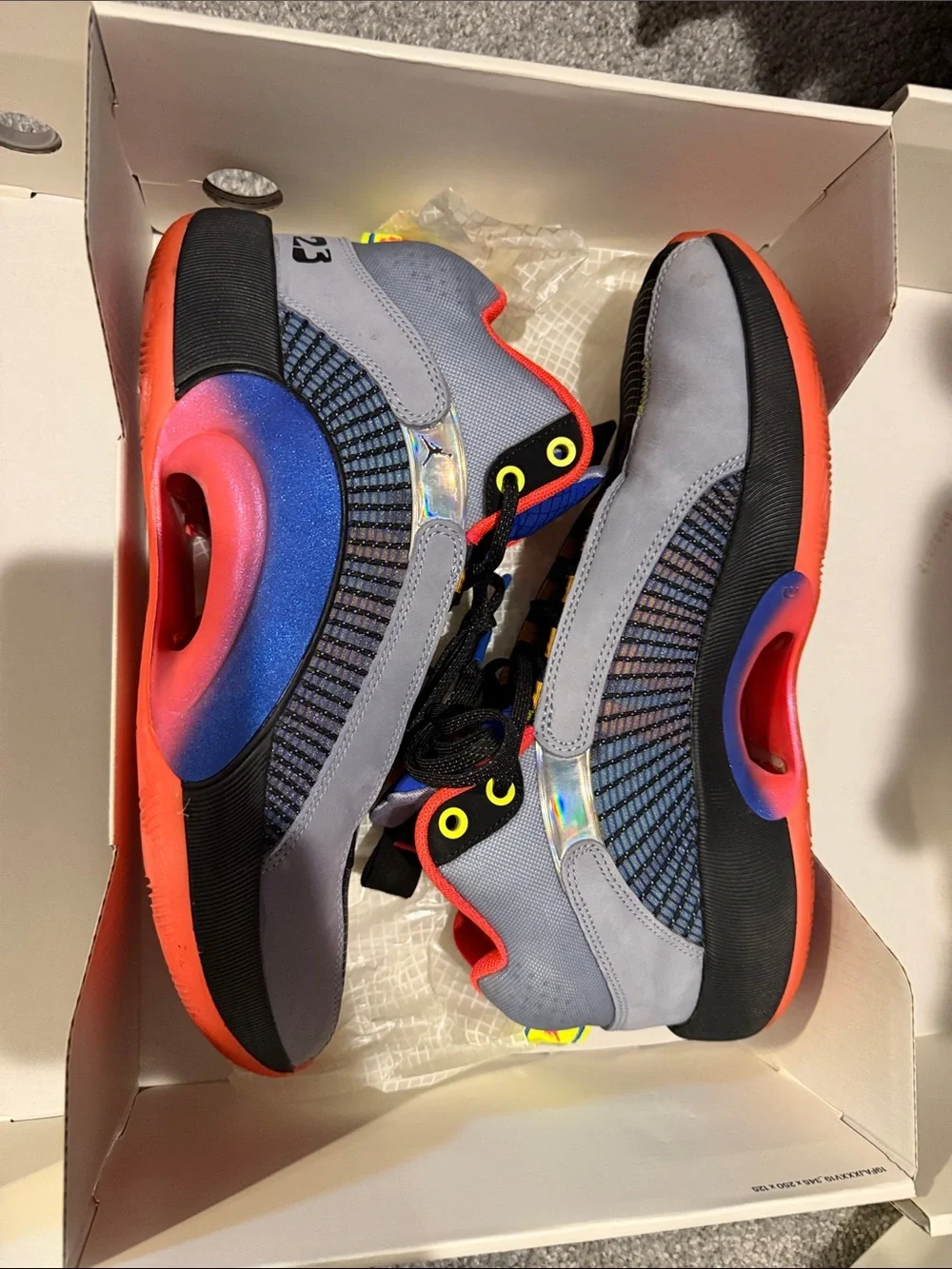 Air Jordan XXXV SP-TP Men's Sneakers in Gray with Coral and Blue Accents